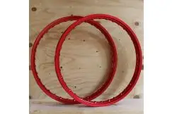 Fælg sæt 17x1,2 Eloxeret Aluminium Rød - Eger & Fælge